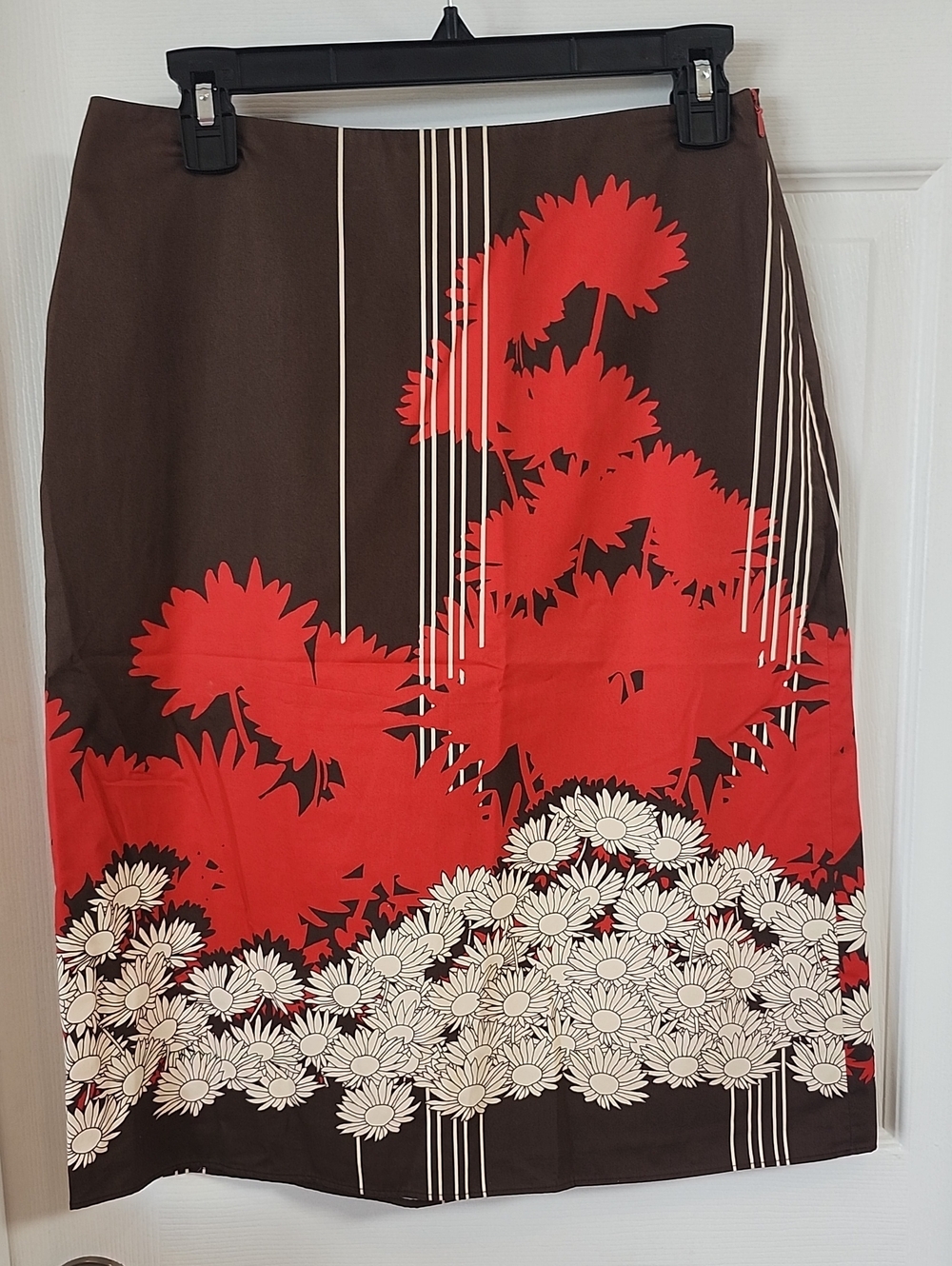 Banana Republic Red and Brown Floral Pencil Skirt